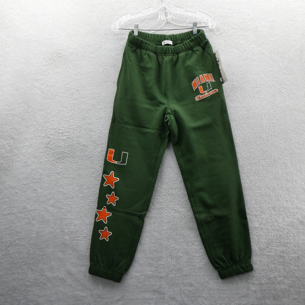 47 Brand Sweatpants Womens Small Miami Hurricanes Green Stars Fleece Joggers